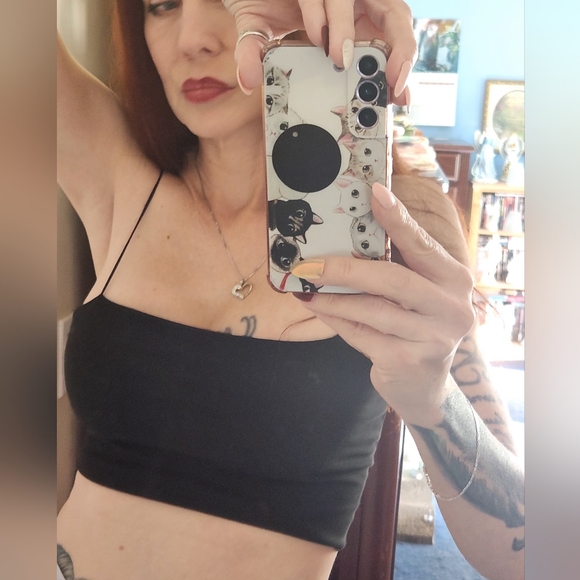 SHEIN BLACK SOFT CROPPED TANK TOP, L - Picture 1 of 3